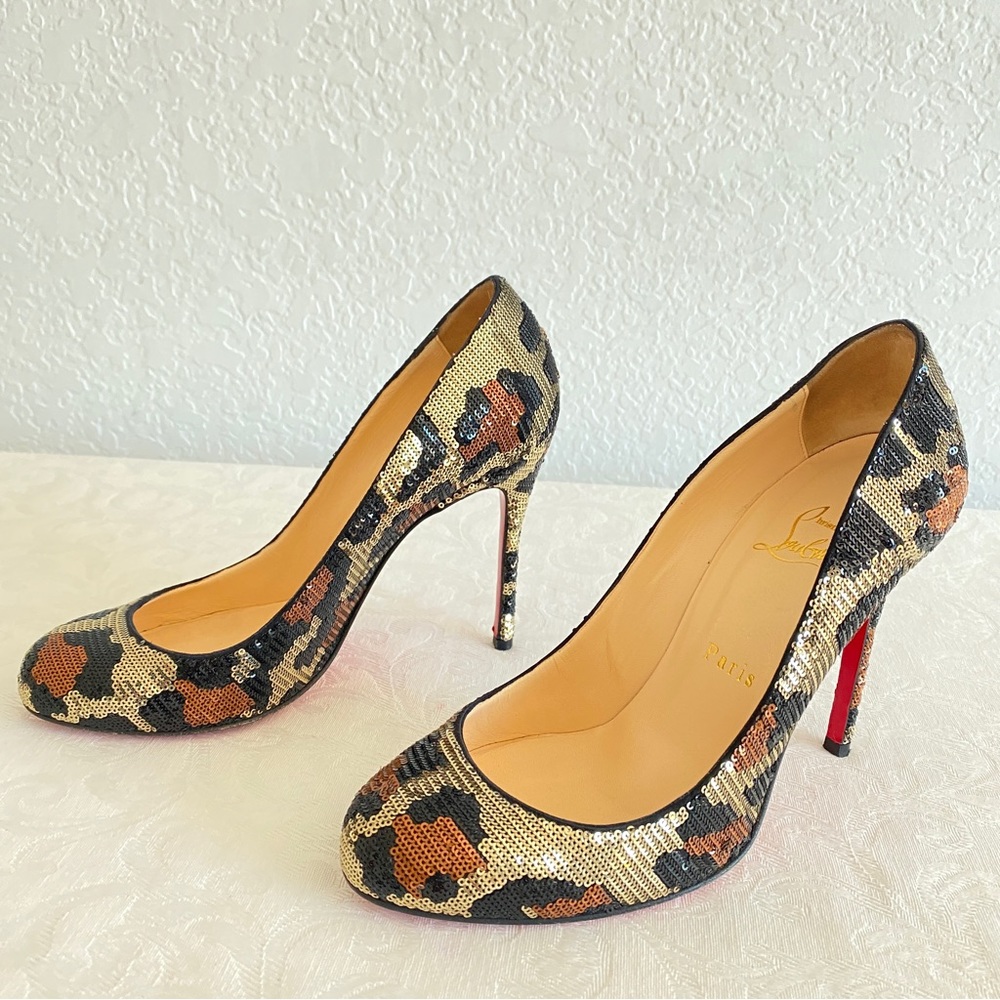 Christian Louboutin Leopard Print Sequins Pumps - image 8